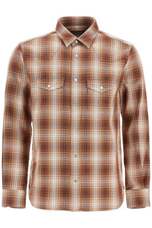 Denim Western Shirt For Men  - Marrone