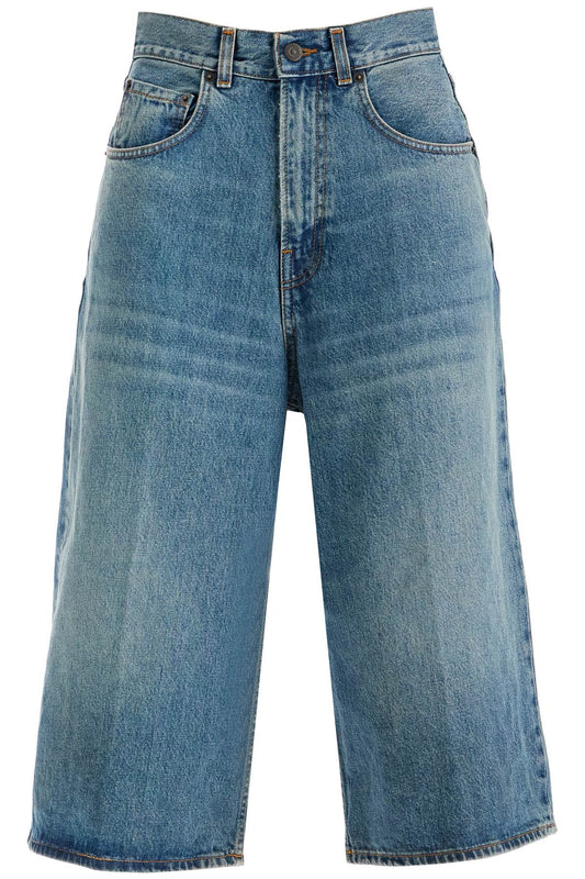 Knee-length Denim Shorts For Men  - Blu