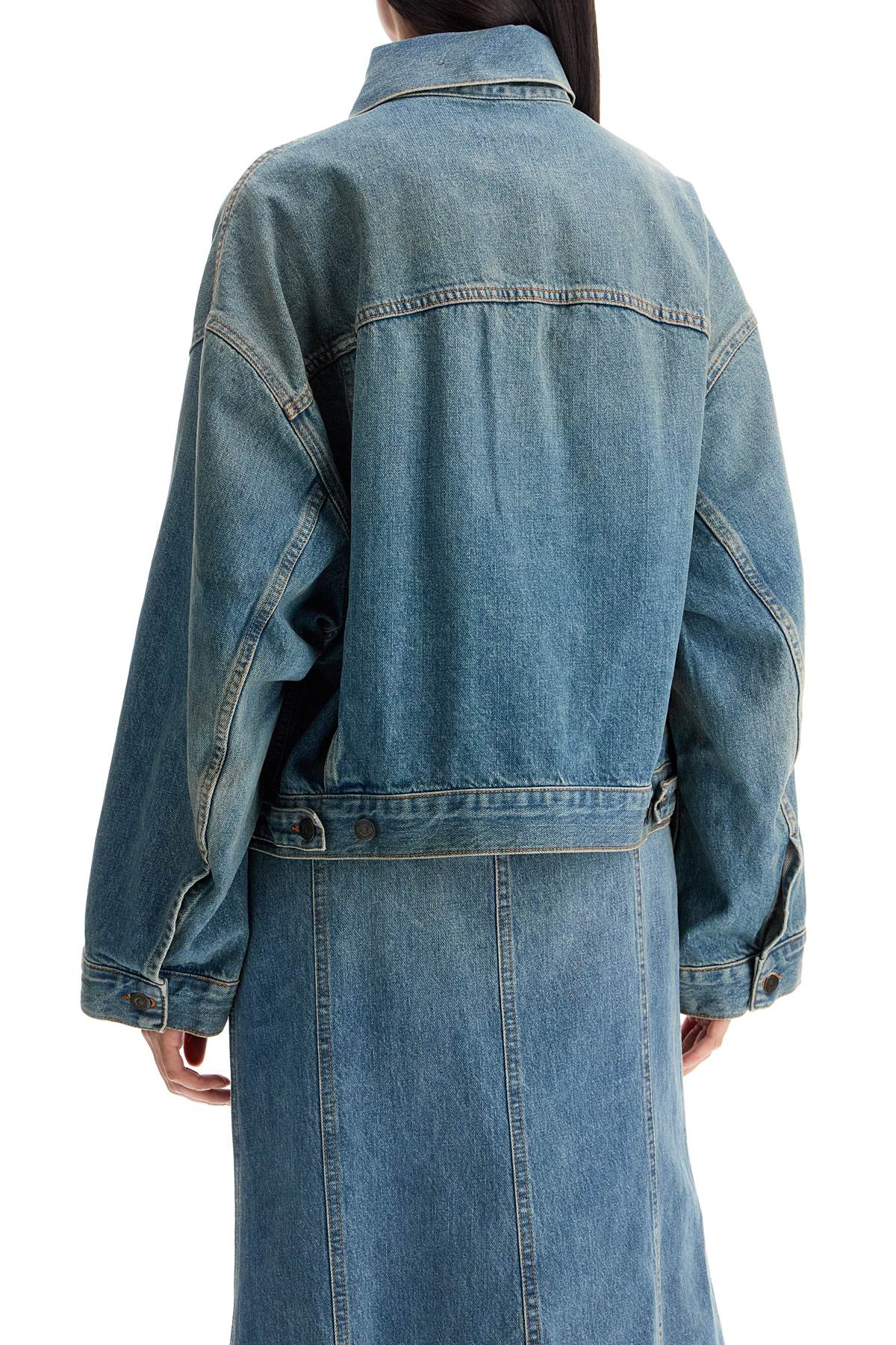 Denim Boxy Jacket With Spencer  - Blue