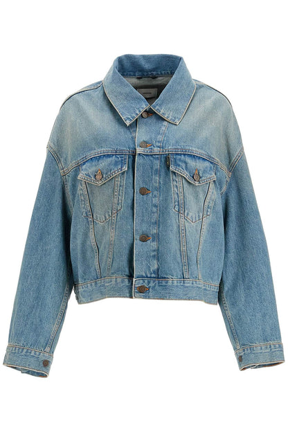 Denim Boxy Jacket With Spencer  - Blue