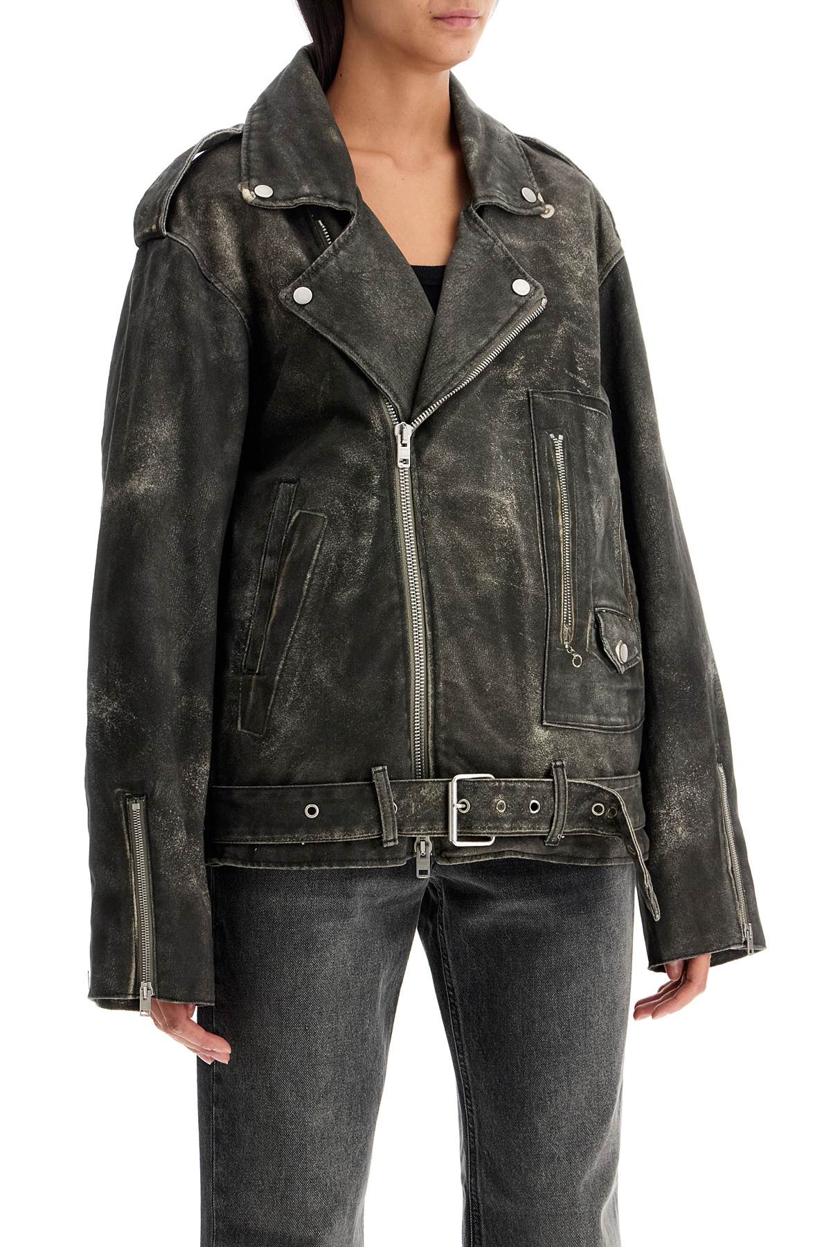 Lee's Faux Leather Biker Jacket With  - Grey