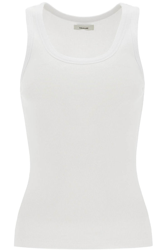 Ribbed Sleeveless Top With  - White