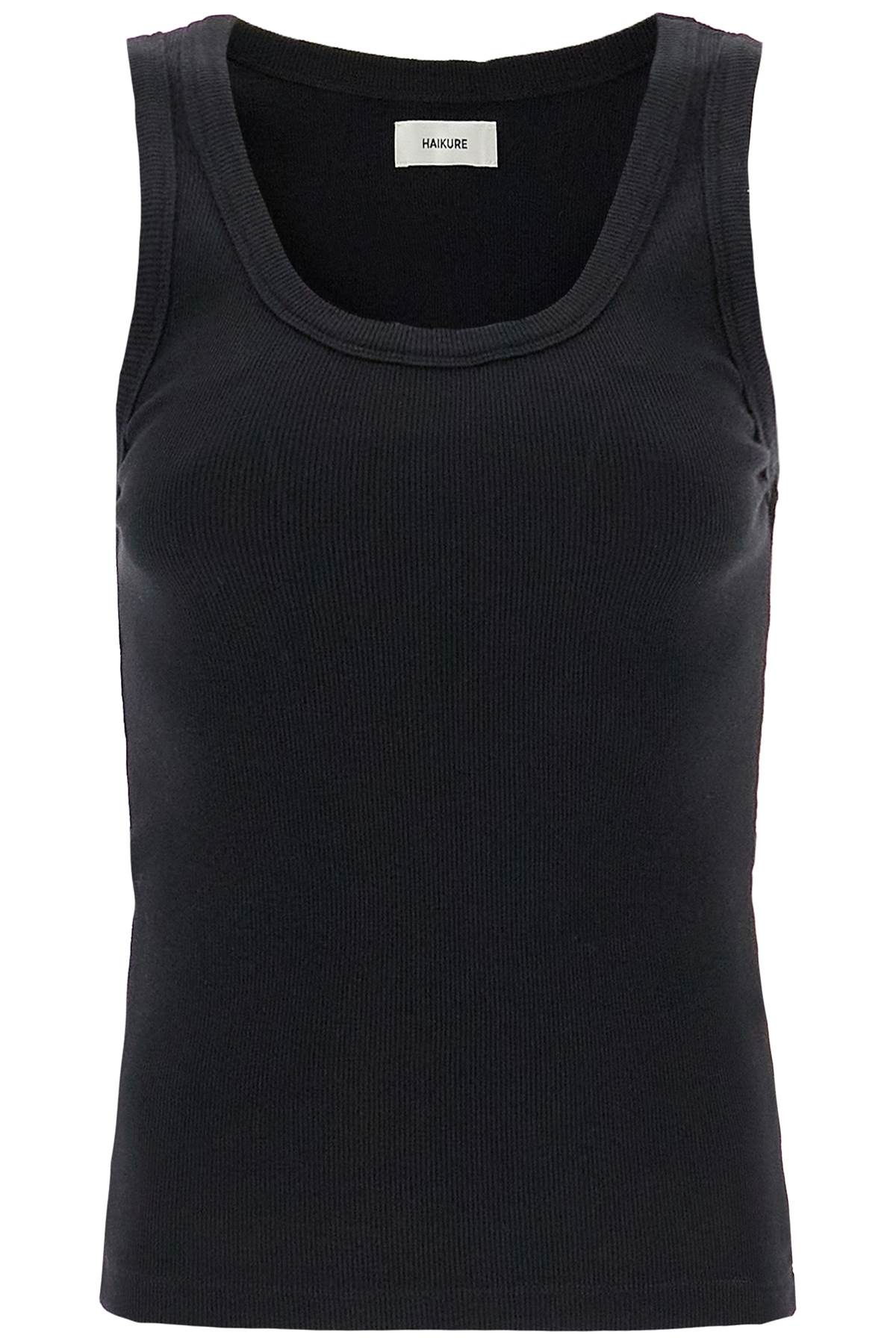 Ribbed Sleeveless Top With  - Black