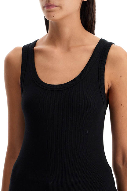 Ribbed Sleeveless Top With  - Black