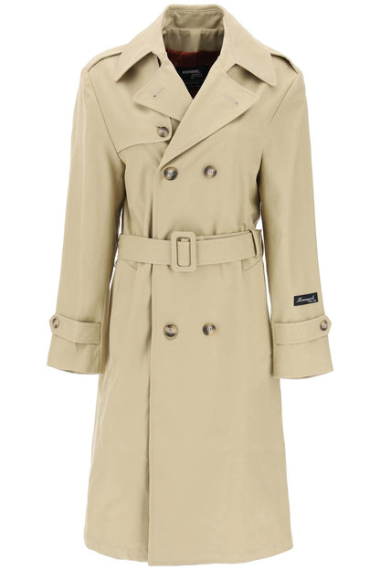 Cotton Double-breasted Trench Coat  - Beige