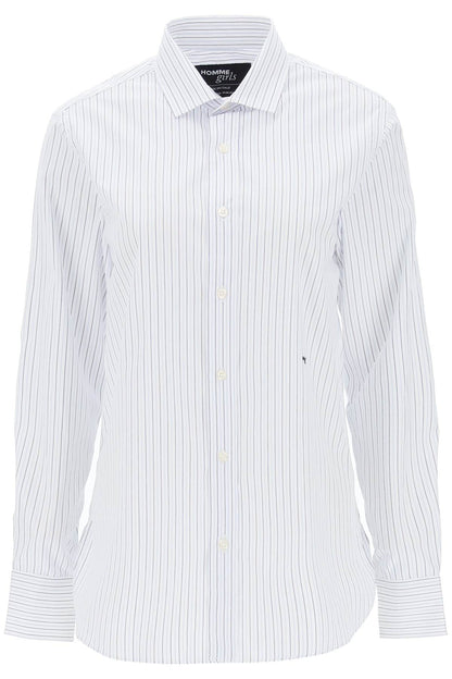 Striped Poplin Shirt  - White