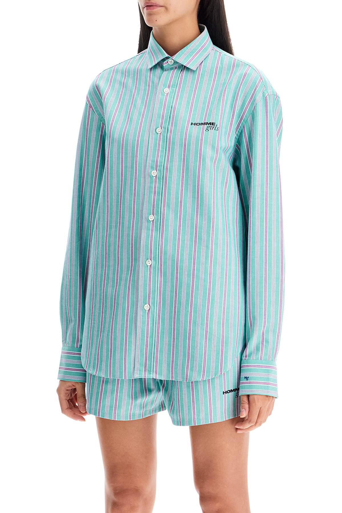 Striped Oxford Shirt For Men  - Green