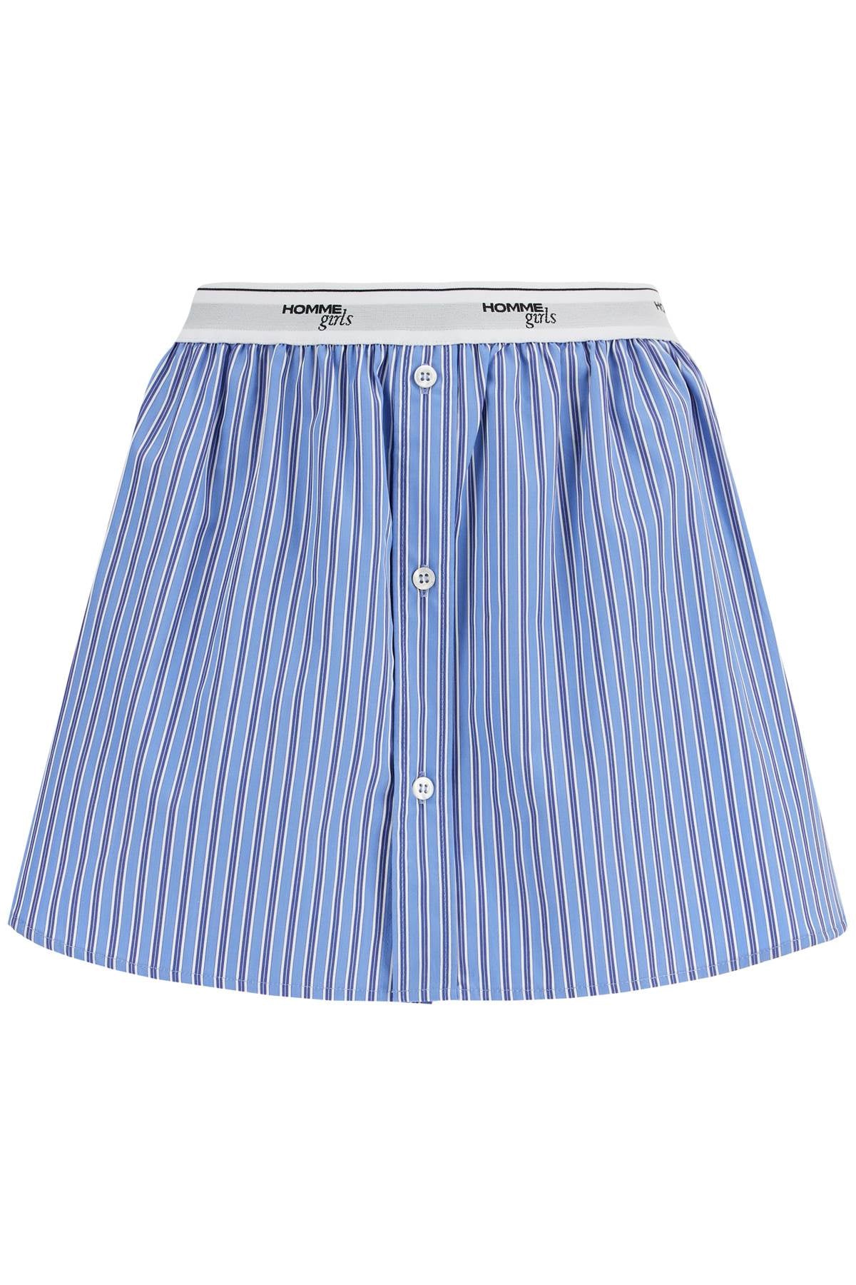 Blue Striped Mini Skirt  - Blue