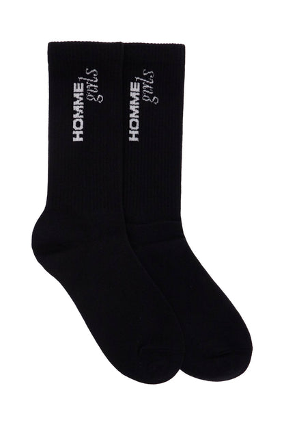 Black Medium Cotton Socks Pack Of 3 With Embroidered Logo  - Black