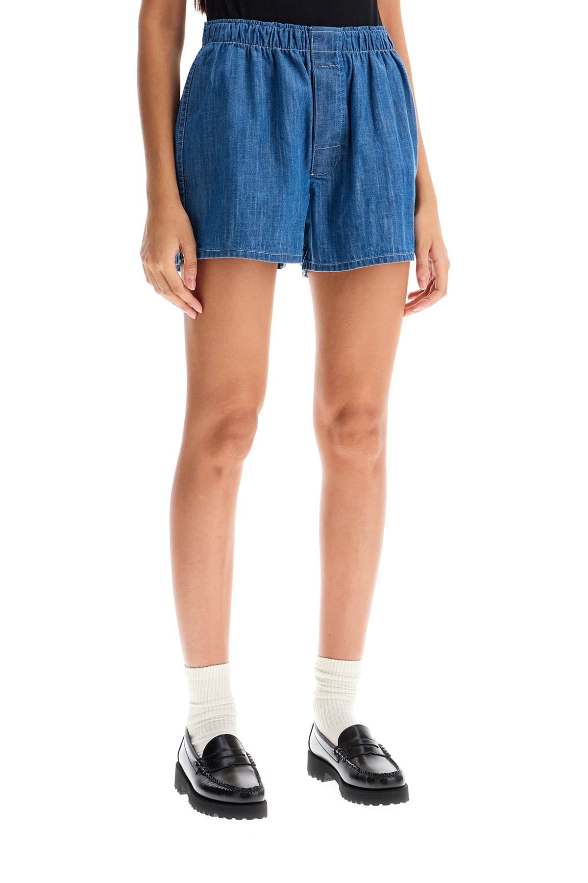 Chambray Shorts  - Blue