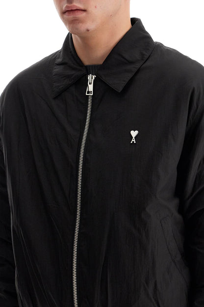 Crumpled Canvas Bomber Jacket  - Black