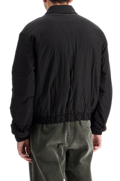 Crumpled Canvas Bomber Jacket  - Black