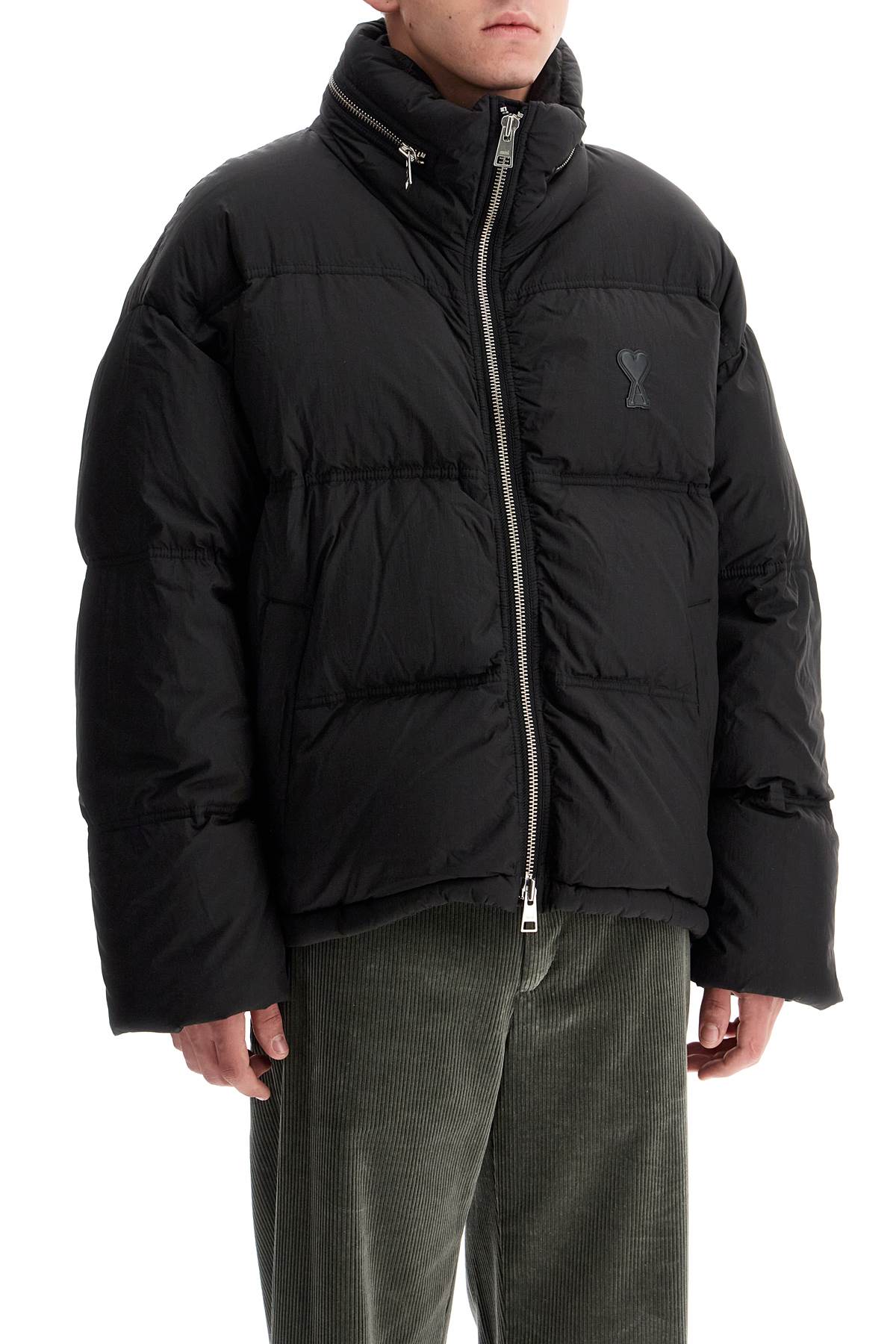 "down Jacket With Logo Patch  - Black