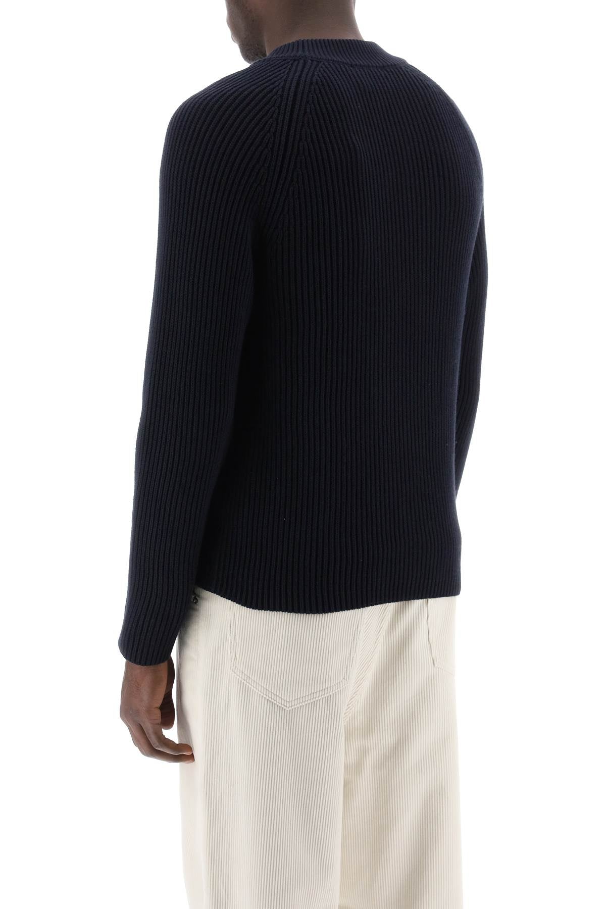 Cotton-wool Crewneck Sweater  - Blue