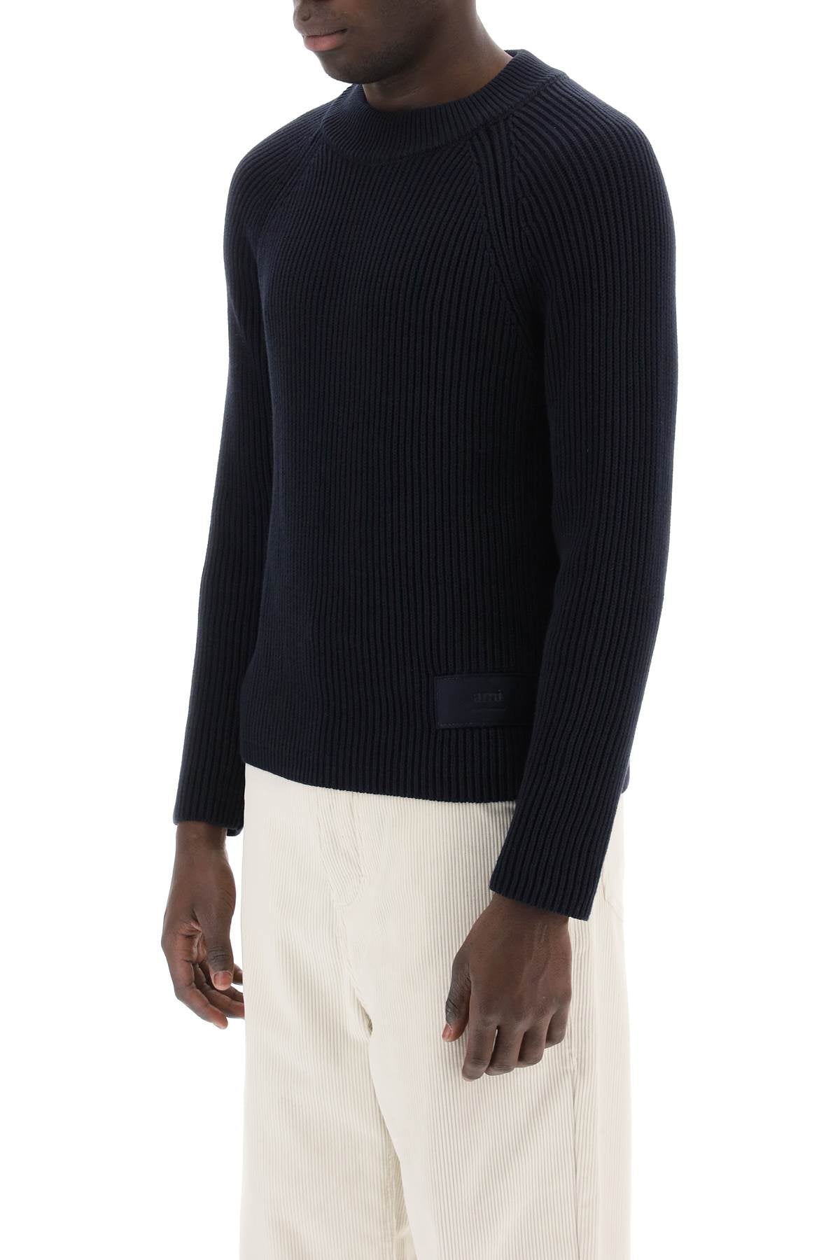 Cotton-wool Crewneck Sweater  - Blue