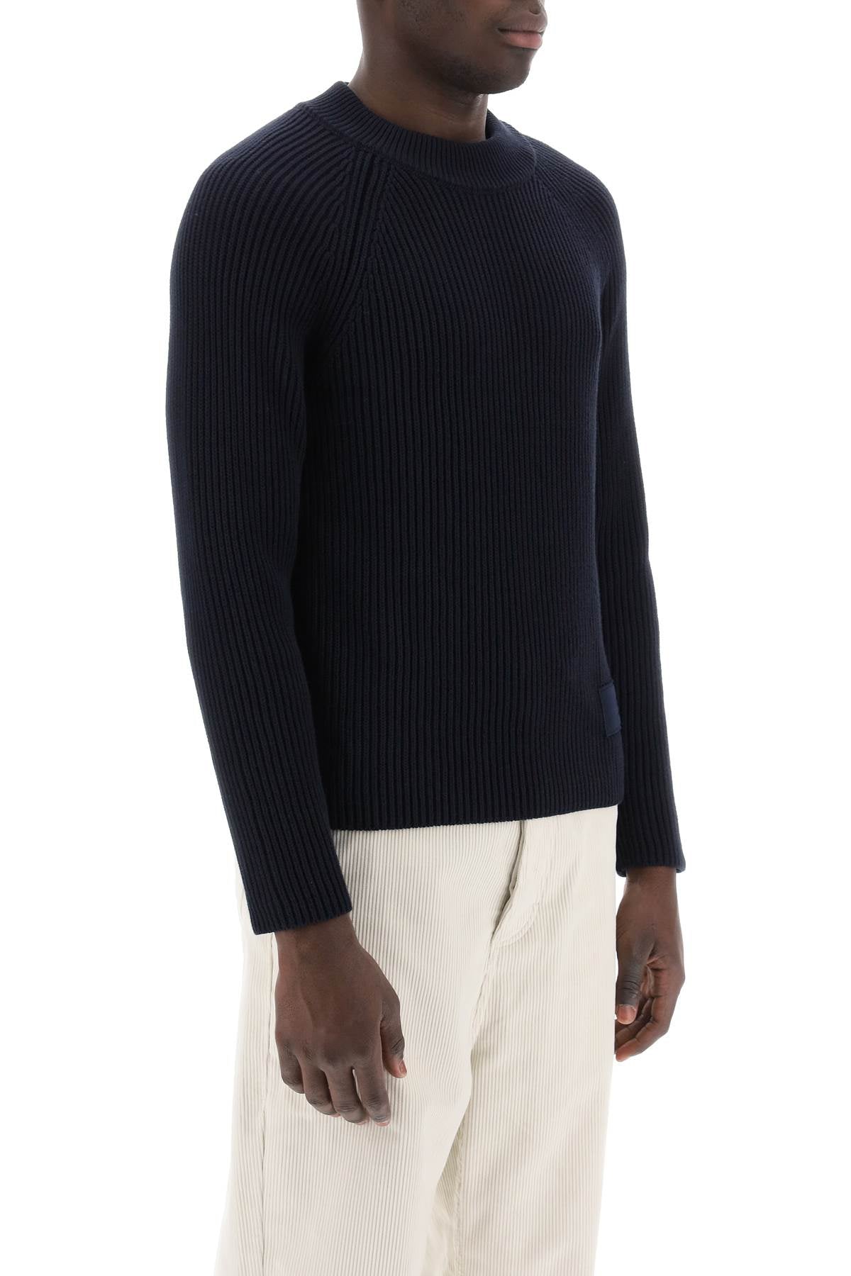 Cotton-wool Crewneck Sweater  - Blue