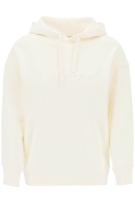 Embossed Logo Hoodie  - White