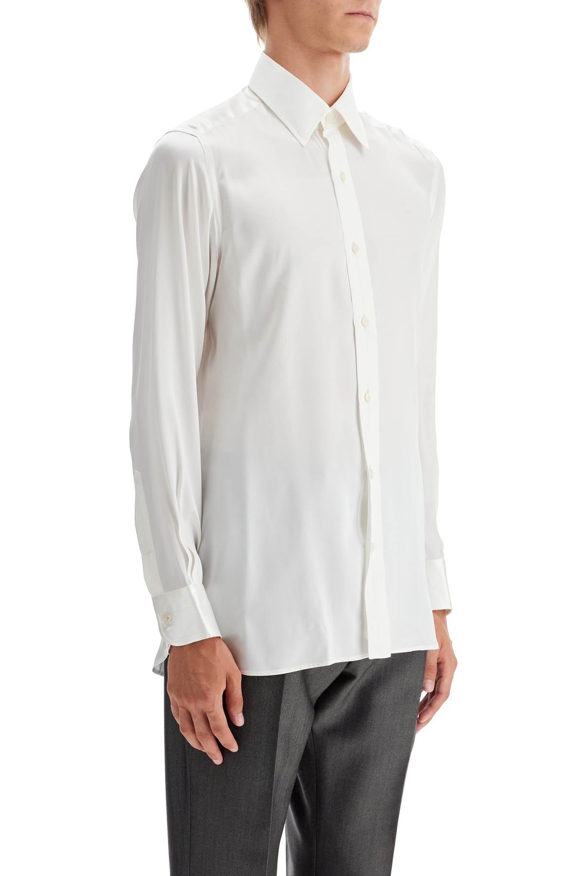 Silk Slim Fit Shirt  - White