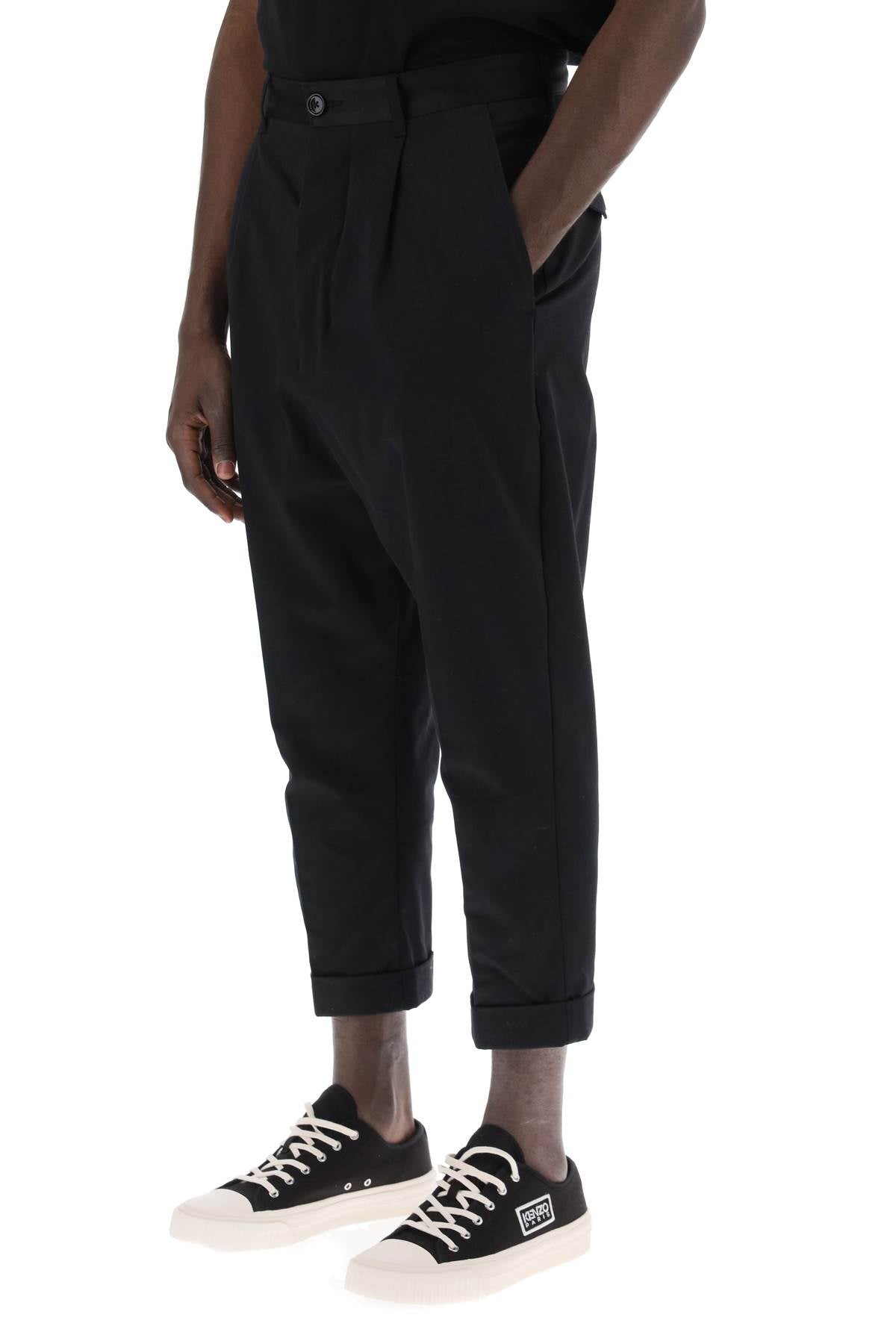 Cotton Carrot Pants For Men  - Black