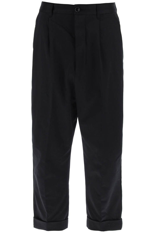 Cotton Carrot Pants For Men  - Black