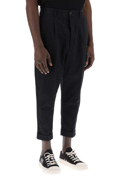 Cotton Carrot Pants For Men  - Black