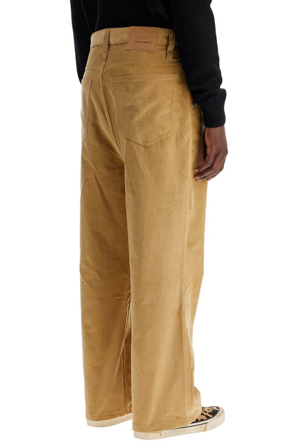 Baggy Corduroy Pants With Rib  - Beige