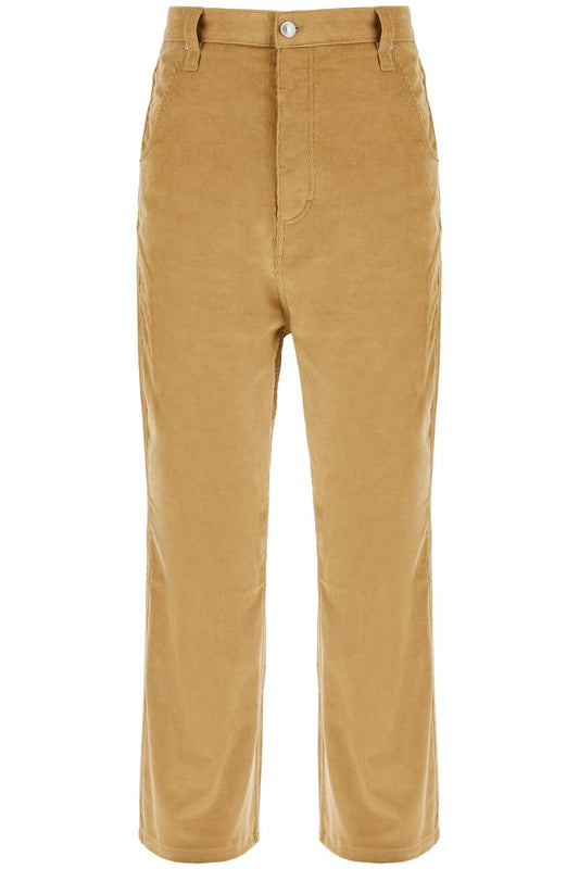 Baggy Corduroy Pants With Rib  - Beige