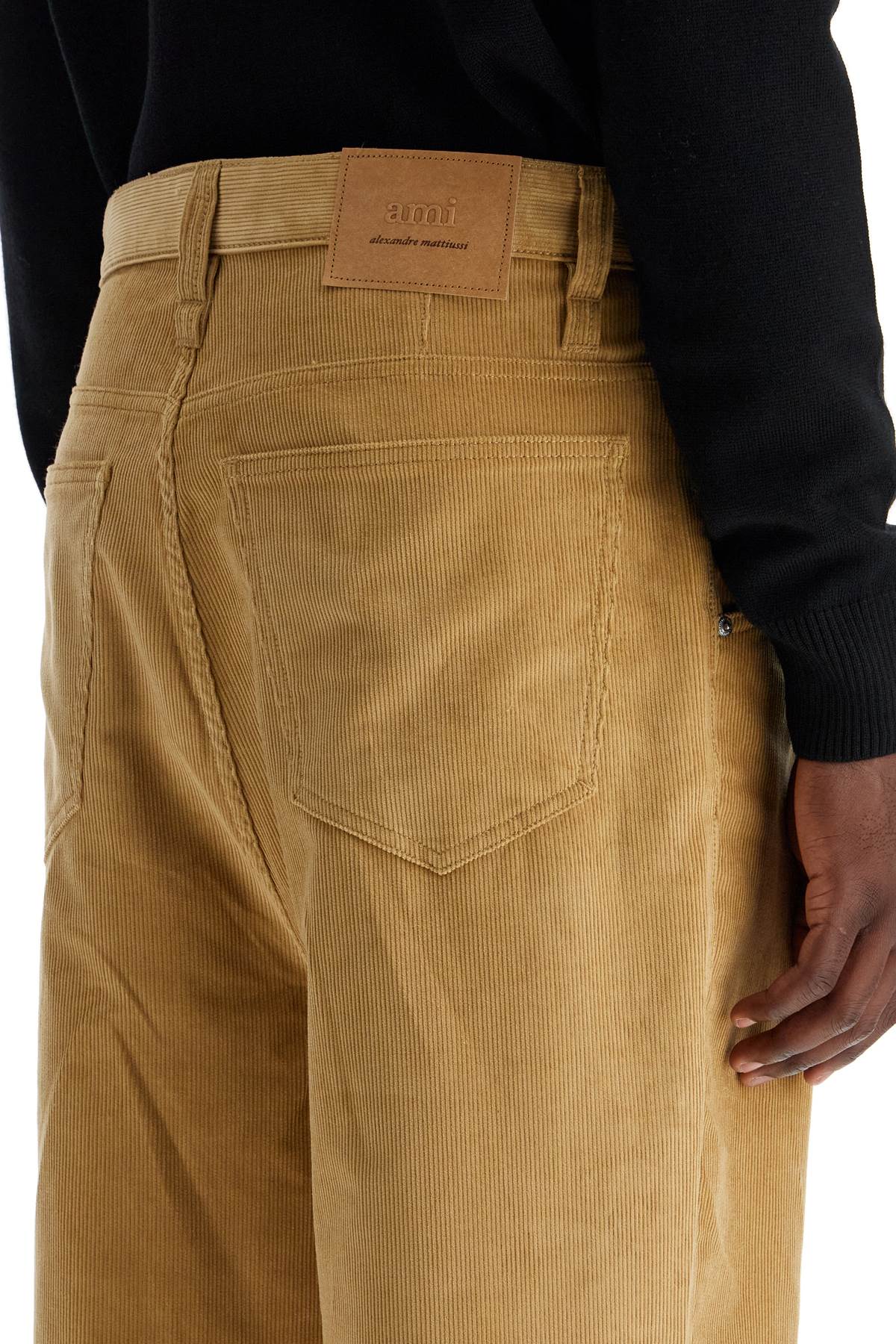 Baggy Corduroy Pants With Rib  - Beige