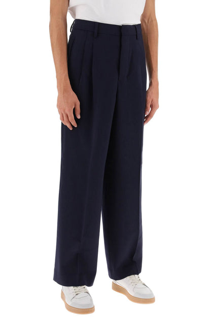 Loose Fit Pants With Straight Cut  - Blu