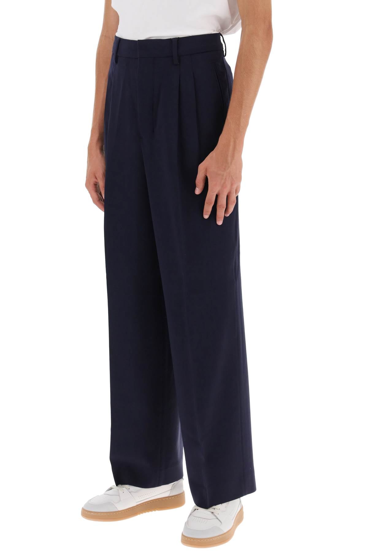 Loose Fit Pants With Straight Cut  - Blu