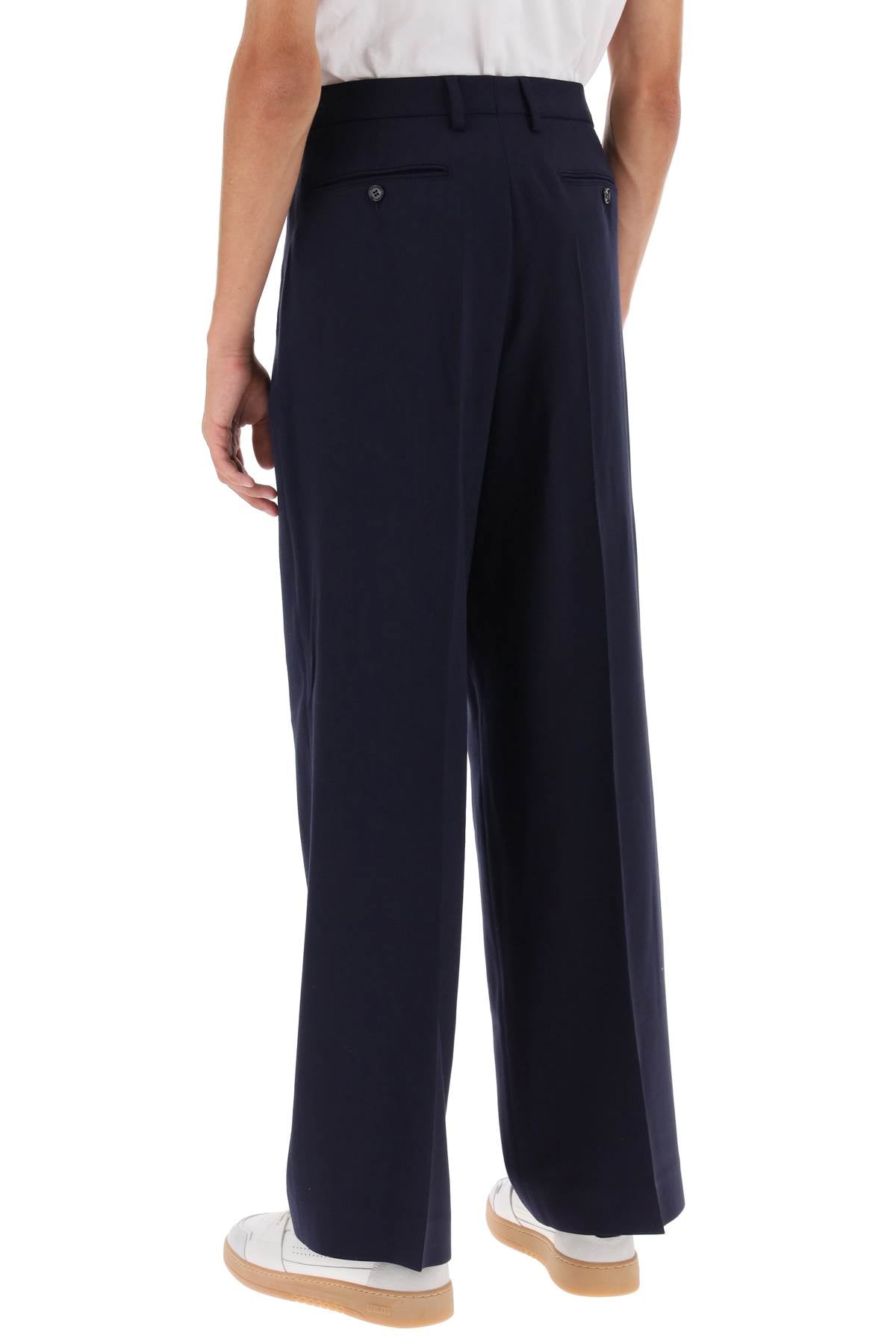 Loose Fit Pants With Straight Cut  - Blu