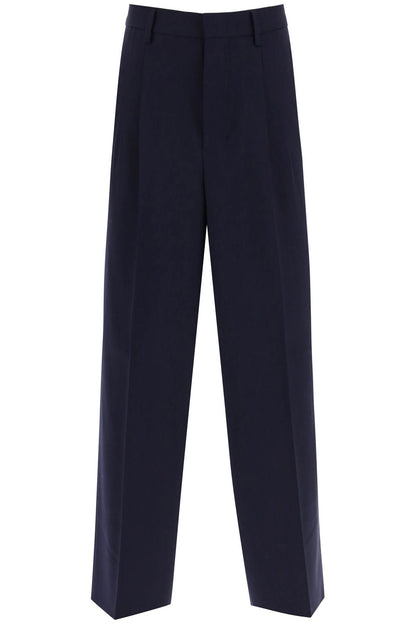 Loose Fit Pants With Straight Cut  - Blu