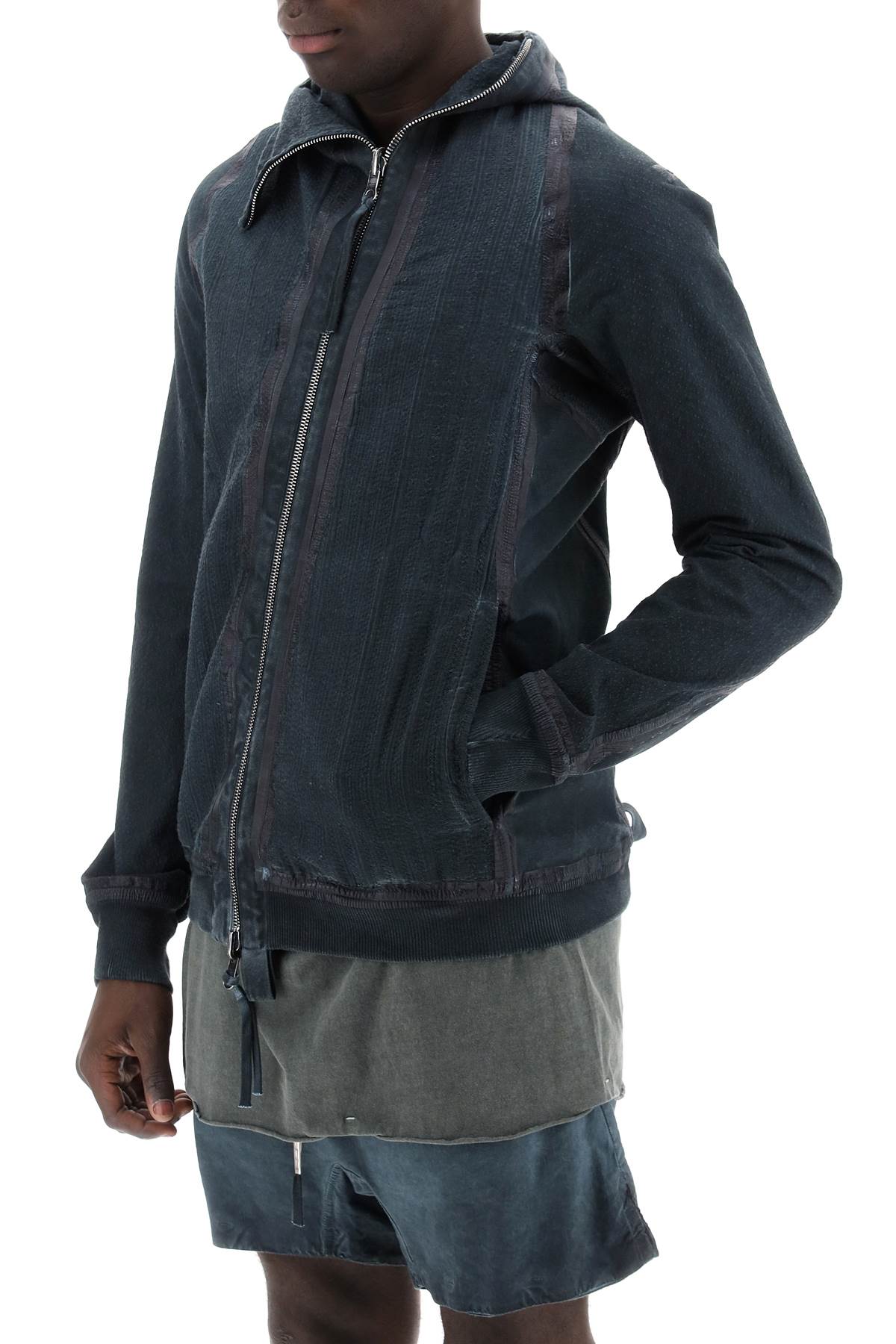 Hybrid Sweatshirt With Zip And Hood  - Grey