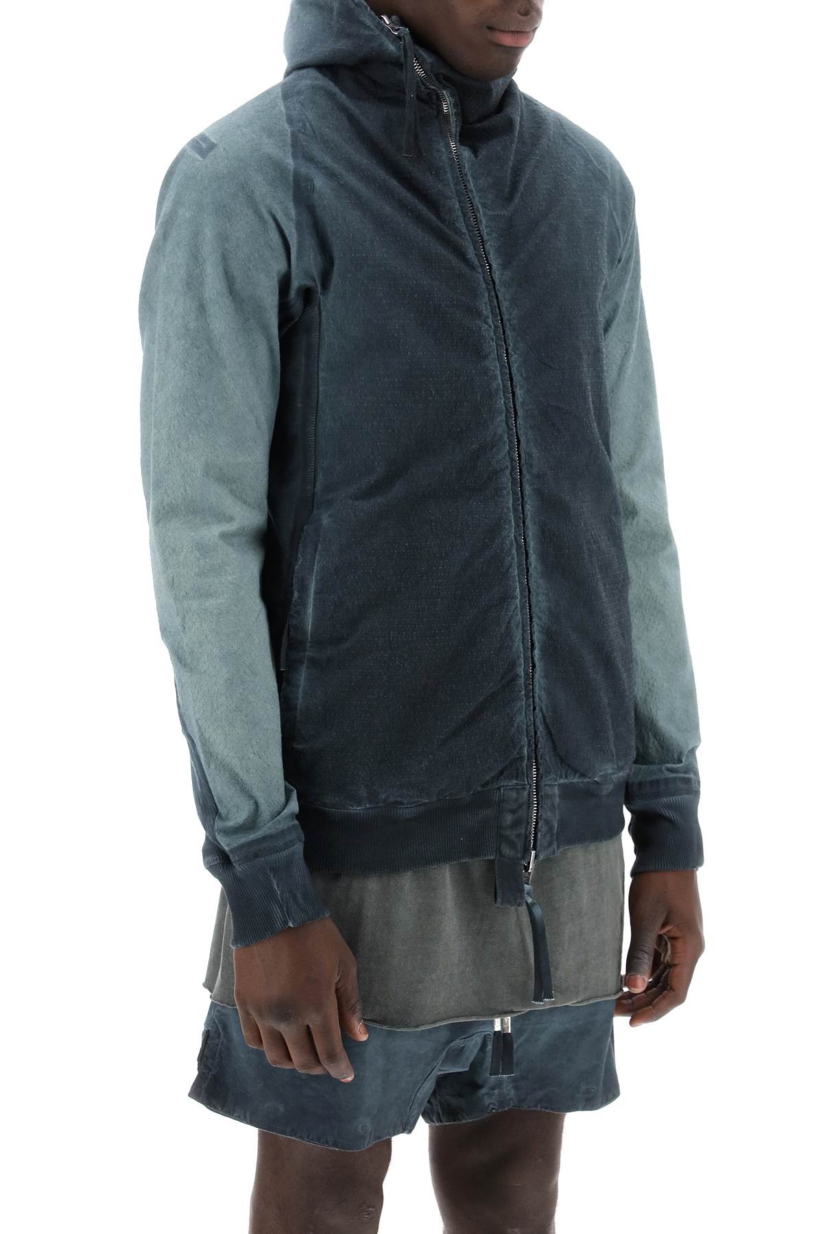 Hybrid Sweatshirt With Zip And Hood  - Grey