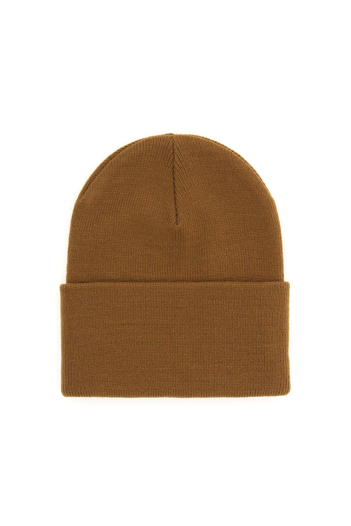 Beanie Hat With Logo Patch  - Brown