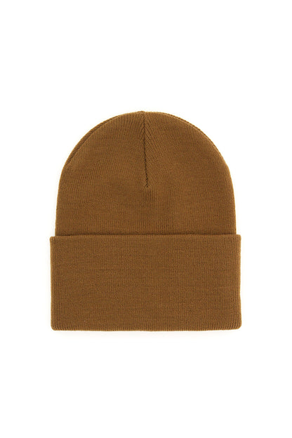 Beanie Hat With Logo Patch  - Brown