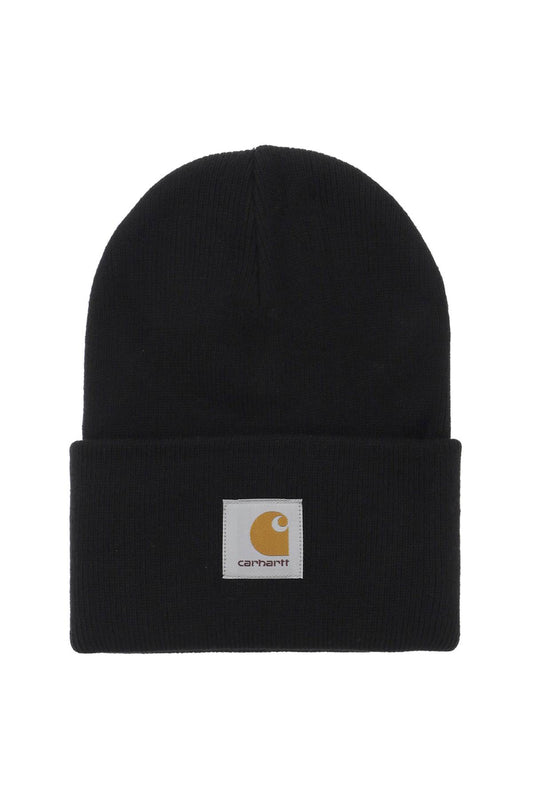 Beanie Hat With Logo Patch  - Black