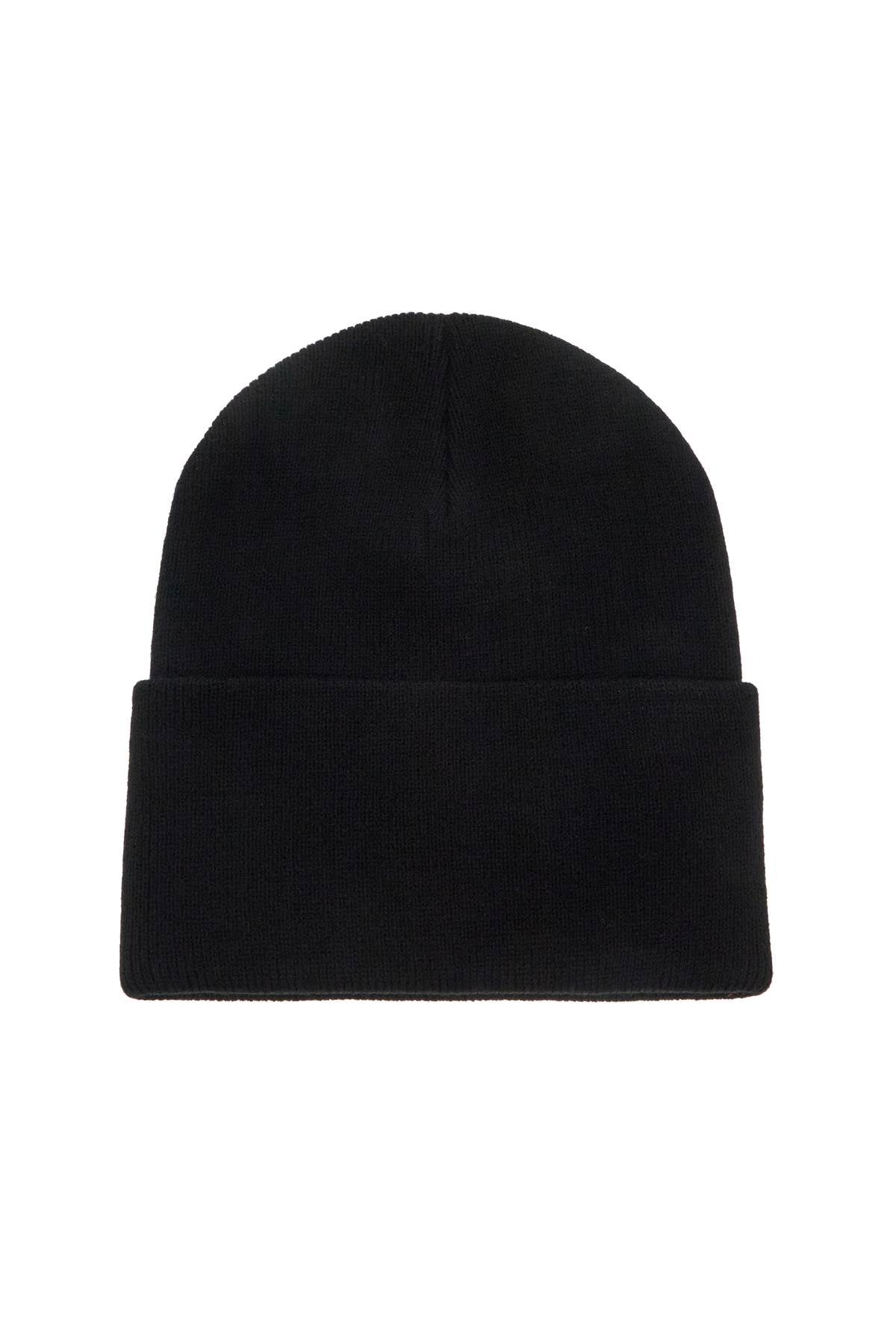 Beanie Hat With Logo Patch  - Black