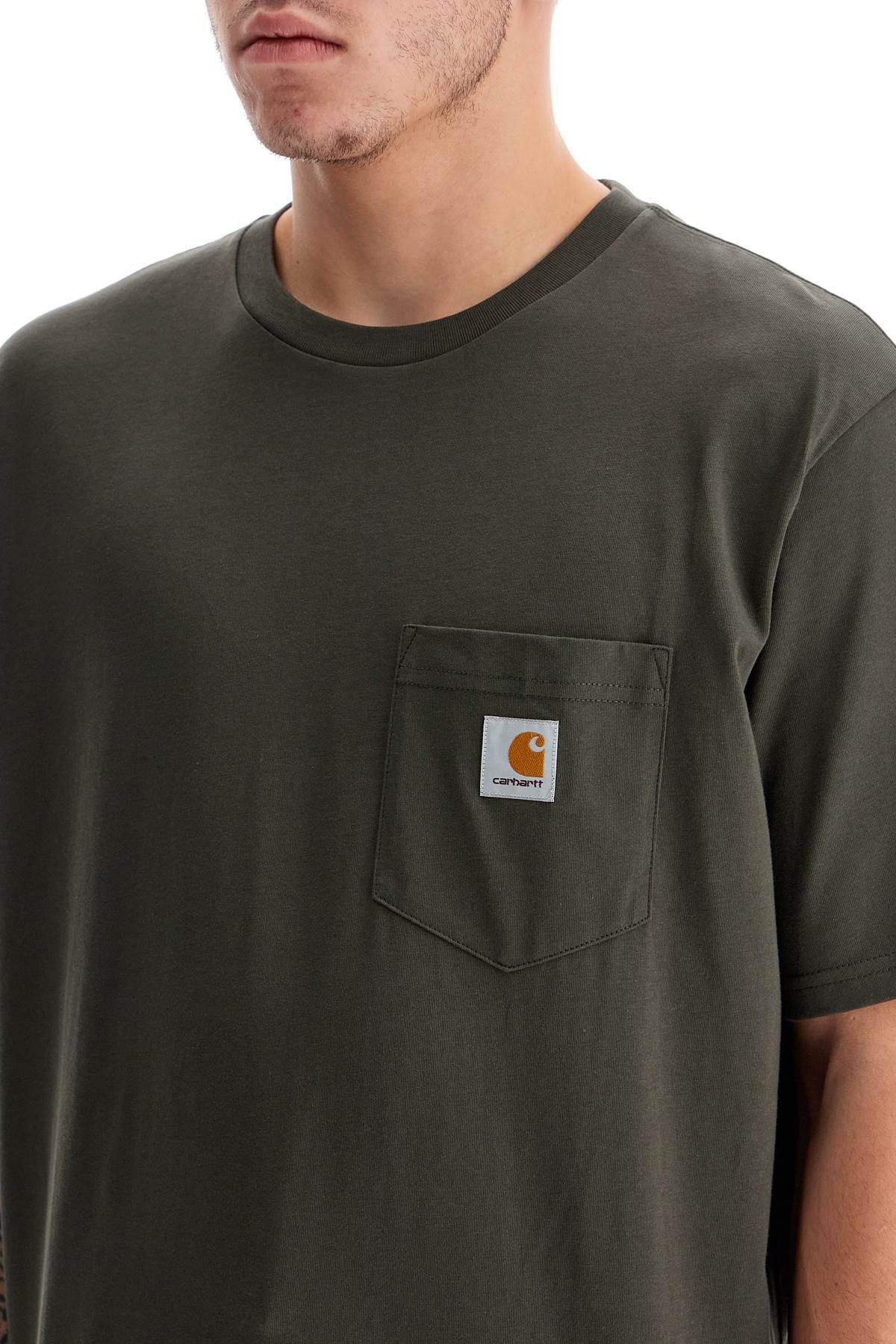 T-shirt With Chest Pocket  - Khaki