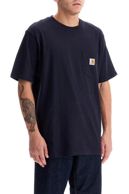 T-shirt With Chest Pocket  - Blue