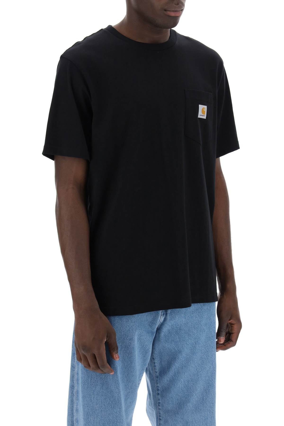 T-shirt With Chest Pocket  - Nero