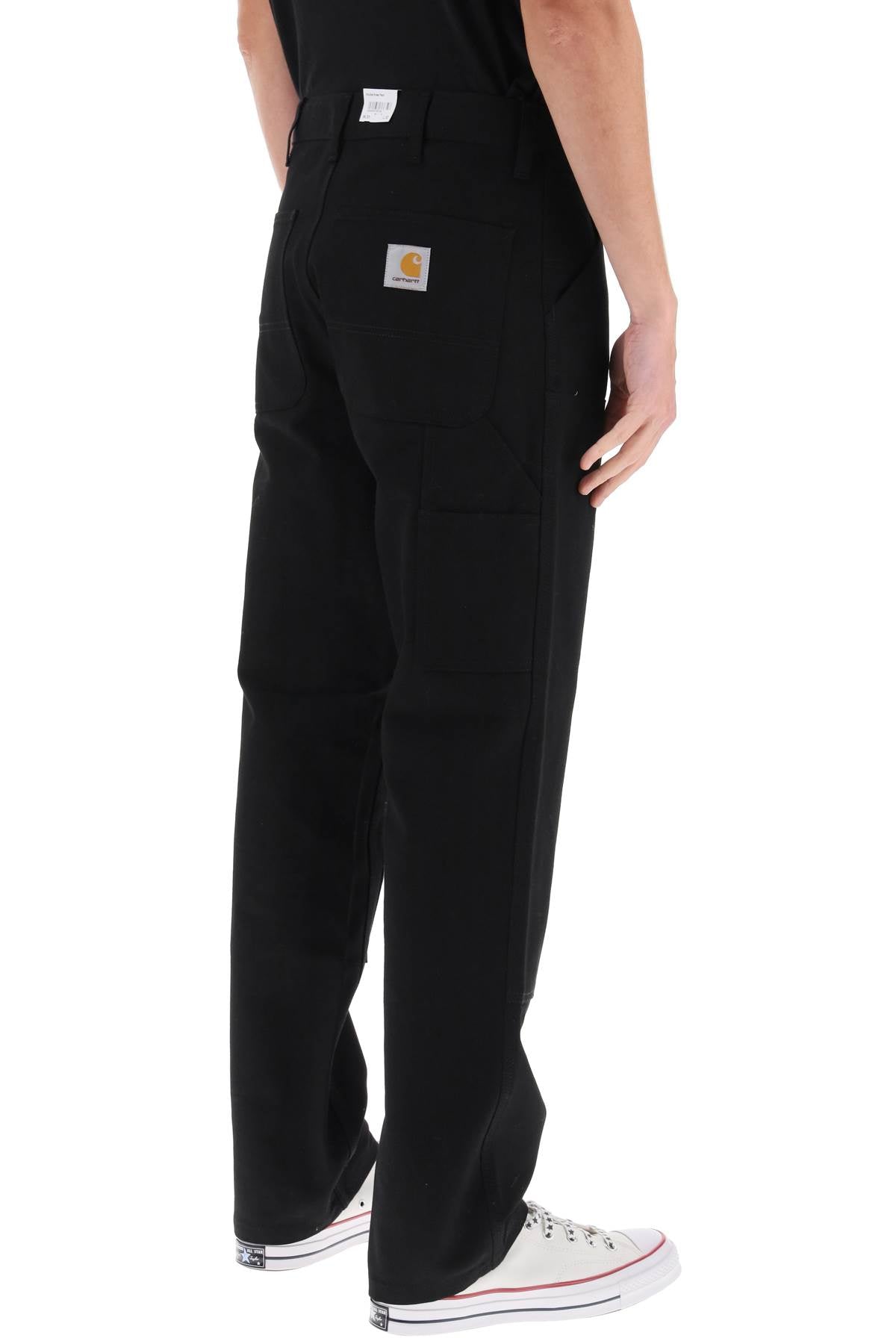 Organic Cotton Double Knee Pants  - Black