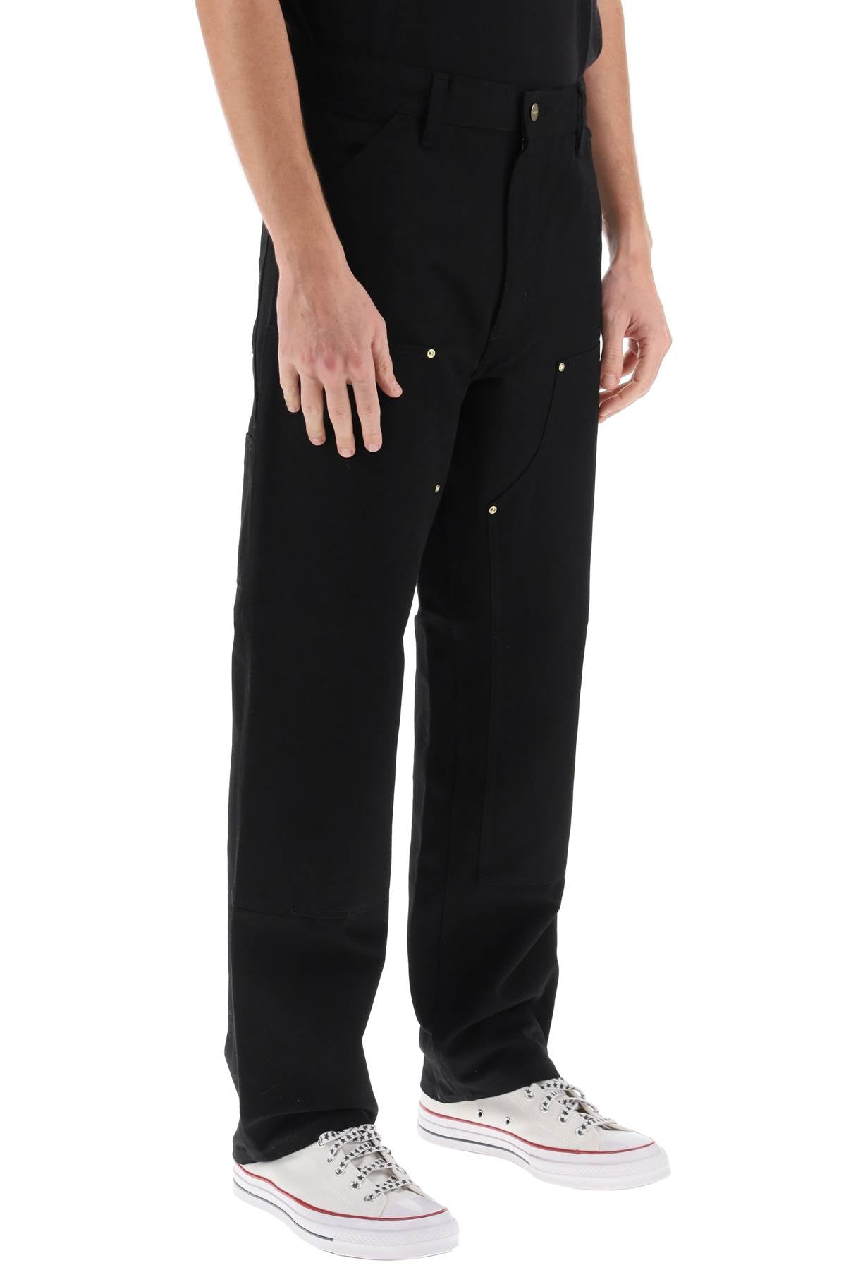 Organic Cotton Double Knee Pants  - Black