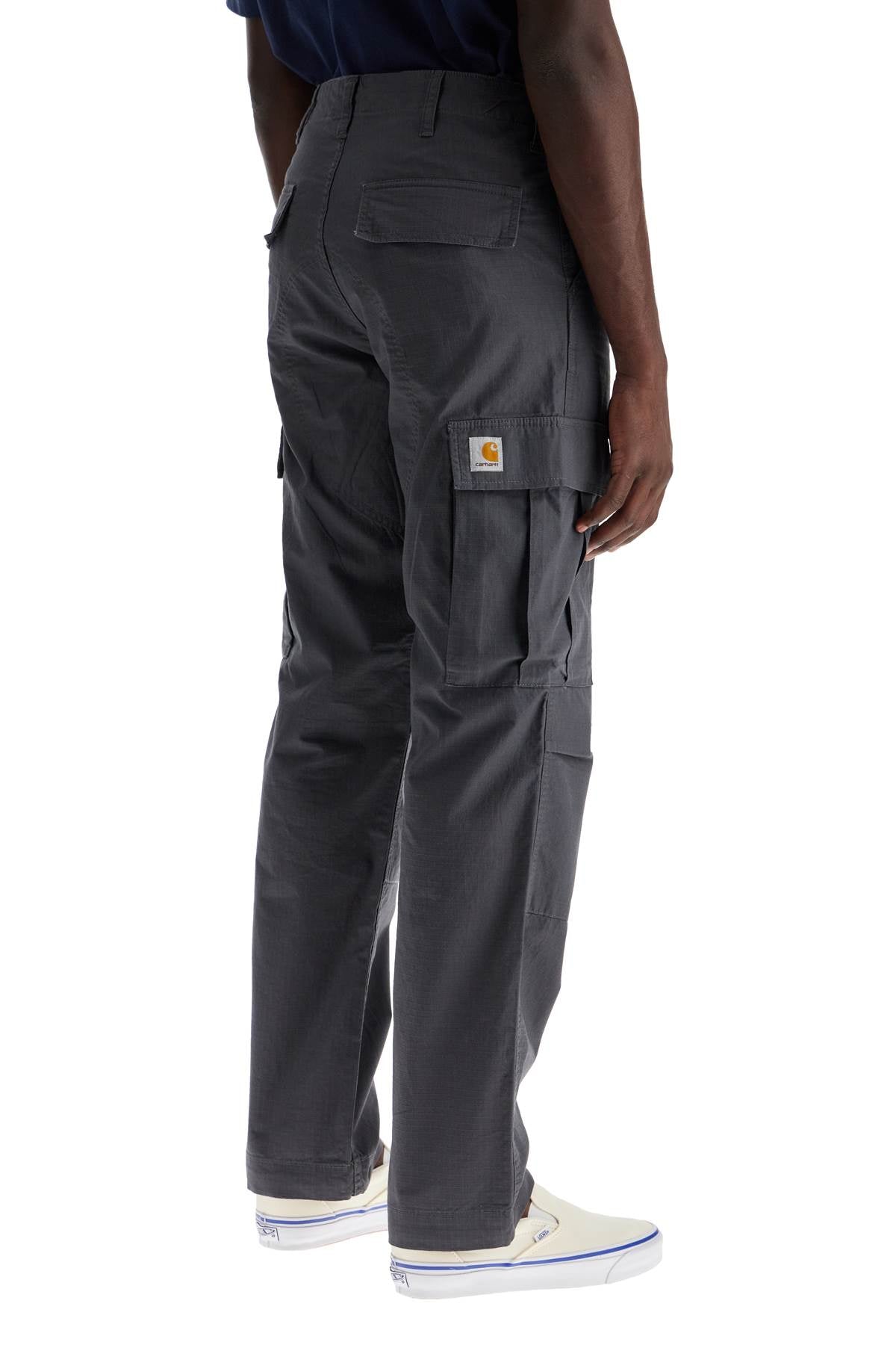 Regular Cotton Ripstop Cargo Pants  - Grey