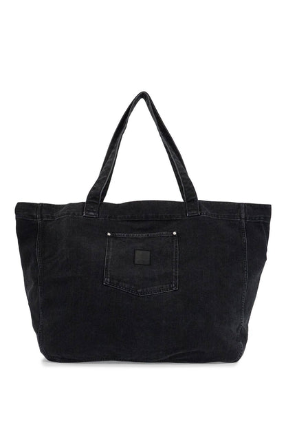 Denim Rivet Tote Bag  - Black