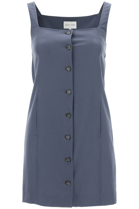 Buttoned Pinafore Dress  - Grey