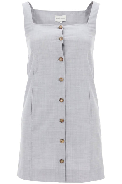 Buttoned Pinafore Dress  - Grey