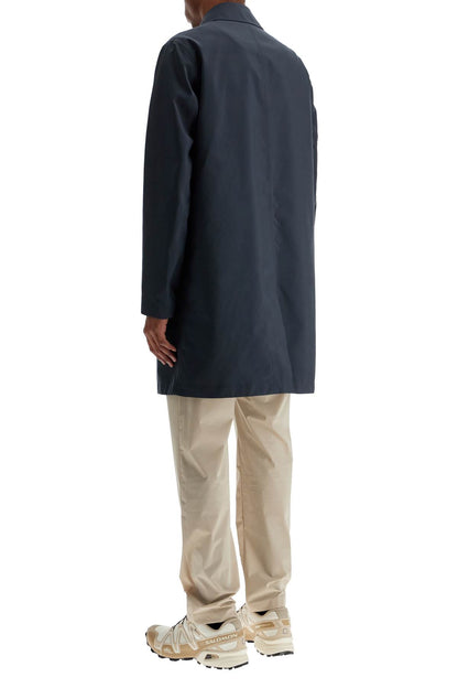 Long Blue Waterproof Coat In High-quality Polyester With Buttons  - Blue