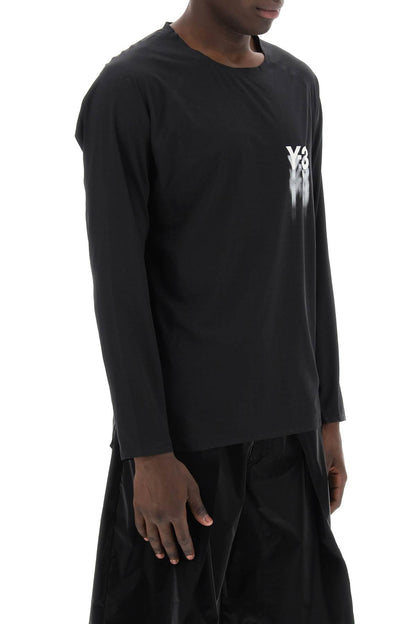 Long-sleeved Perforated Jersey T  - Black