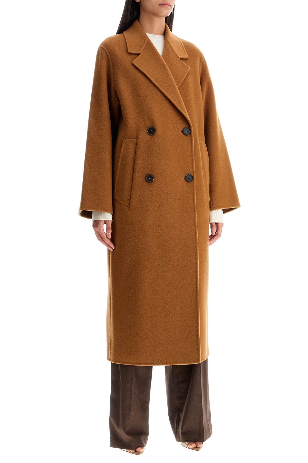 Clara Double-breasted Wool Coat  - Brown